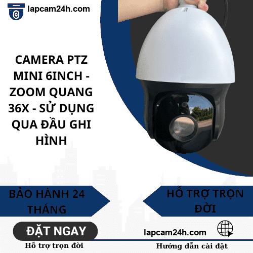 Camera PTZ mini 6inch - zoom quang 36x - sử dụng qua đầu ghi