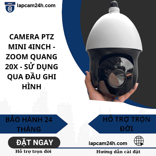 Camera PTZ mini 4inch - zoom quang 20x - sử dụng qua đầu ghi