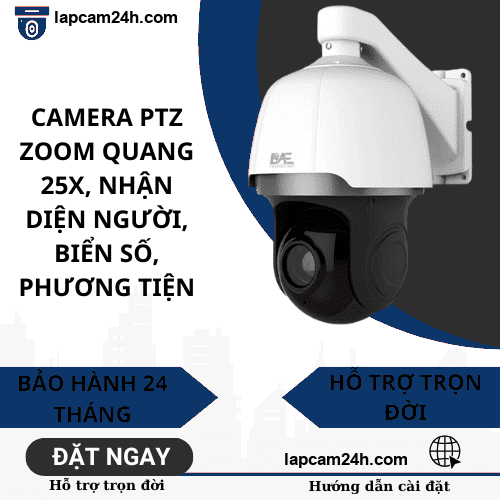 Camera PTZ chuyên dụng zoom 25X nhận diện, phân tích khuôn mặt, độ tuổi, biển số xe, phương tiện..