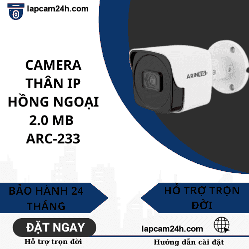 Camera thân IP hồng ngoại 2.0 Megapixel ARC-233, sử dụng kết nối với đầu ghi