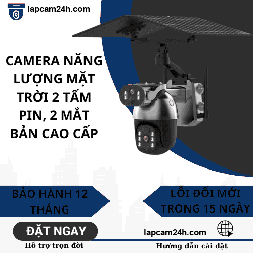 Camera năng lượng mặt trời 2 mắt bản nâng cấp xoay được cả 2 mắt camera, đi kèm 2 tấm pin năng lượng, kết nối 4G, không cần đến điện và wifi, chống nước