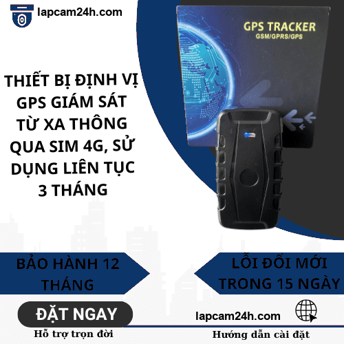 Thiết bị định vị GPS giám sát từ xa qua sim 4G, hiển thị vị trí và lịch sử di chuyển chính xác, sử dụng liên tục 3 tháng