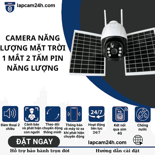 Camera 4g năng lượng mặt trời bền bỉ, có 2 tấm pin, sử dụng độc lập